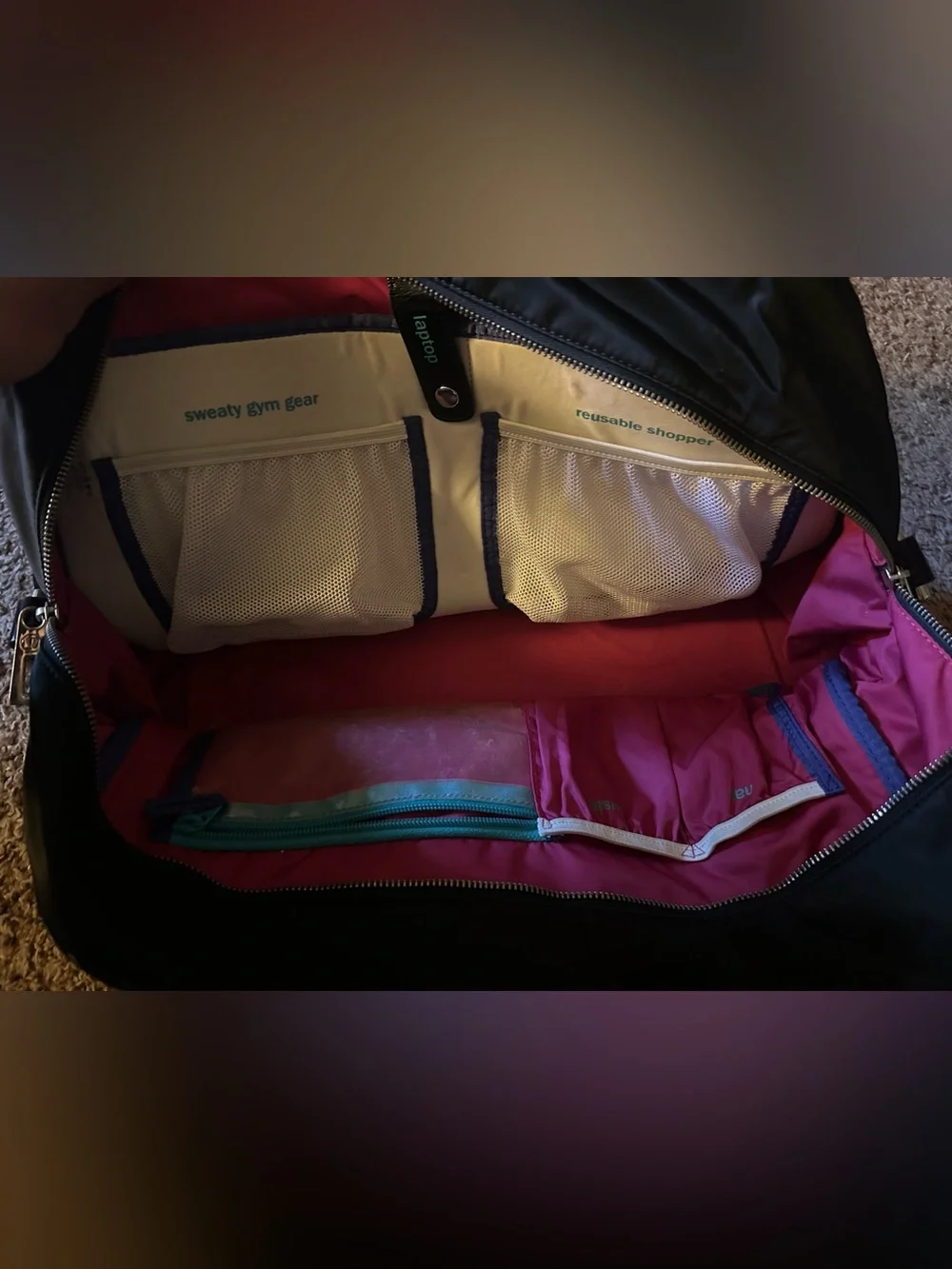 Lululemon black gym bag/ laptop bag see pictures for detail.